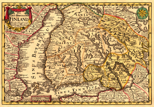 Antique map of Finland