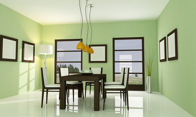 contemporary green dining room