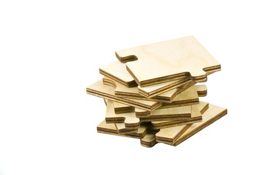 Wooden Puzzle On A White Background