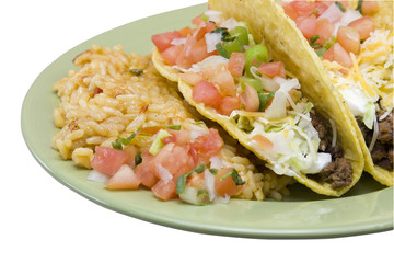 tacos with rice closeup