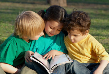 Group of children with the book