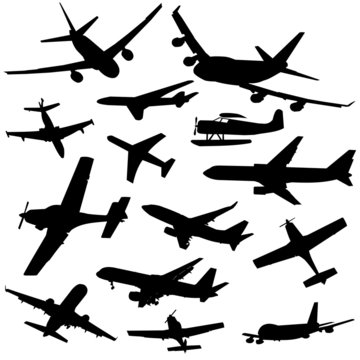 assorted plane silhouettes illustration