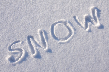 writing text  on the snow