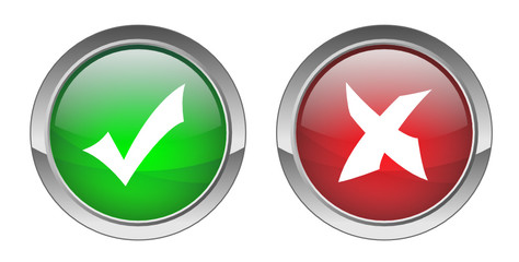 Tick & Cross Buttons (vector ; green+red)