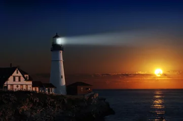Zelfklevend Fotobehang Lighthouse at dawn © James Steidl