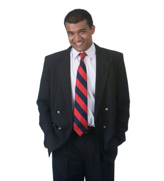 Young adult man in suit smiling
