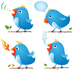 Thinking Bird, Angry Bird, Singing Bird and Twitter Bird