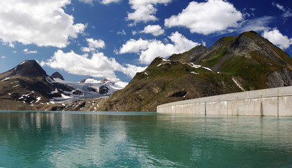 panoramic view on hydroelectric power station dam