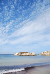Huge rock at Baleal beach (dramatic cloudscape)