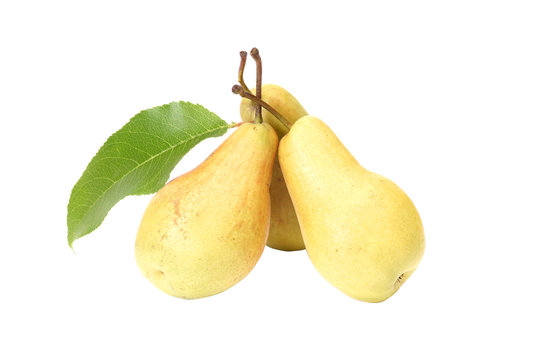 Ripe,tasty pears on a white.