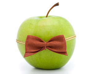 green apple with bow-tie