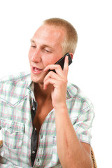 young man is calling