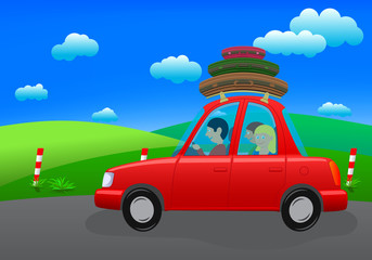 going on holiday (road trip; vector)