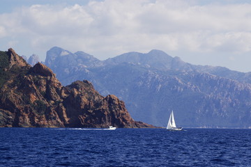sailing in Scandola National Reserve in Corsica