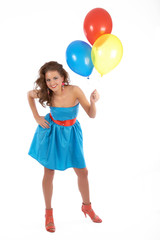 Fototapeta na wymiar Woman with balloons