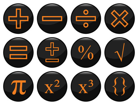 Mathematical related black icon set individually layered
