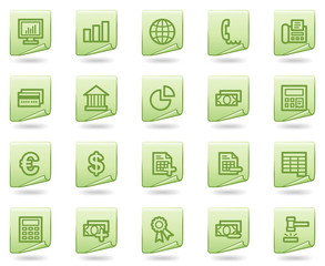 Banking web icons, green document series