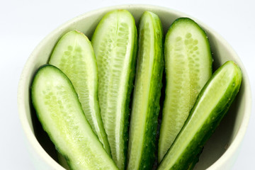 Sliced cucumber in the dish