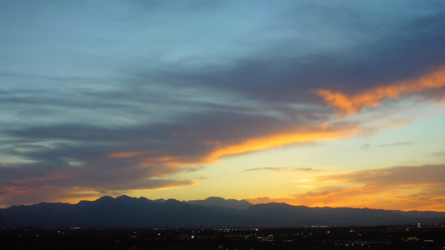 time lapse sunset behind mountains west of Vegas