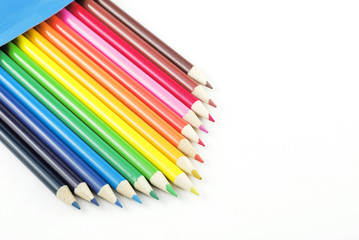 Box of Colored Pencils  copy space