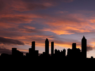 Fototapeta na wymiar Atlanta skyline at sunset illustration