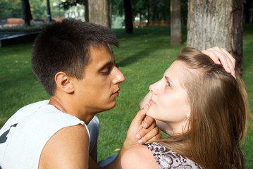 Fototapeta premium Loving young couple playing outside