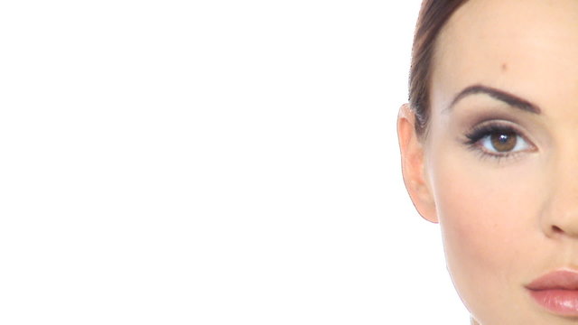 Half face portrait of beautiful woman