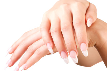 Fingernail. Woman hand. Manicure and Gesturing