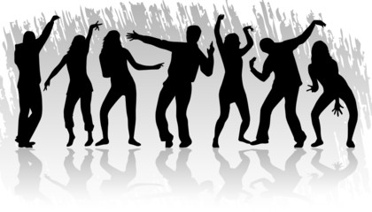 Dancing group people