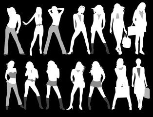 Shopping Girls - White - vector work