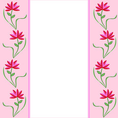 Pink borders with pink and red flowers