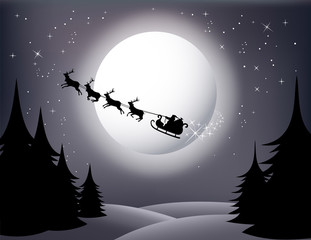 Santa`s sleigh - vector / Gray version