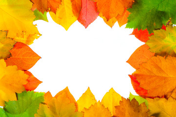 Naklejka na ściany i meble Decorative frame from bright autumn leaves isolated