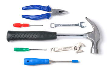 Set of tools isolated over white.