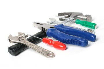 Set of tools isolated over white.