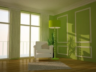 Green traditional lounge room