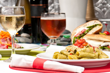 Pasta salad and appetizers