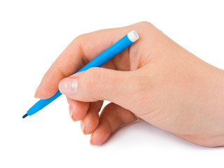 Hand with blue pen