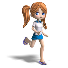 cute cartoon school girl