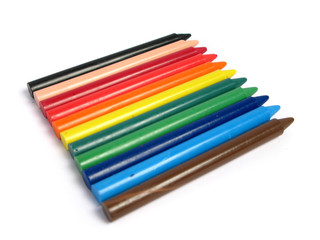 All color crayons on white background
