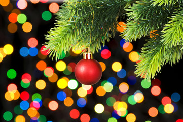 Obraz premium Christmas decoration and blurred lights at background