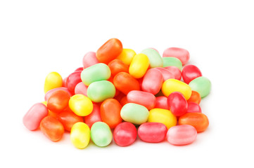 Various jelly beans isolated on the white background