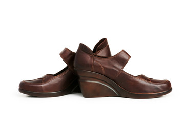 Brown boots isolated on the white background