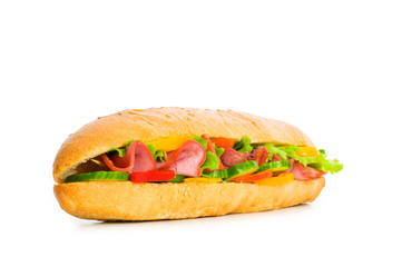 Long sandwich isolated on the white background