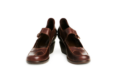 Brown boots isolated on the white background
