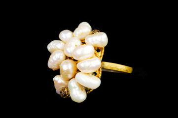 Jewellery ring isolated on the black background