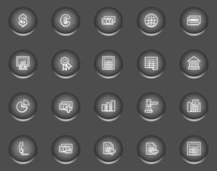 Banking web icons, metal circle buttons series