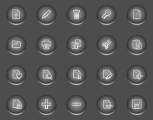 Document web icons, metal circle buttons series