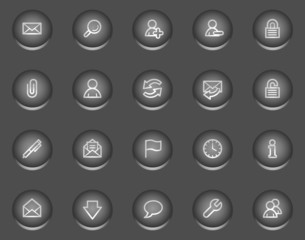 E-mail web icons, metal circle buttons series