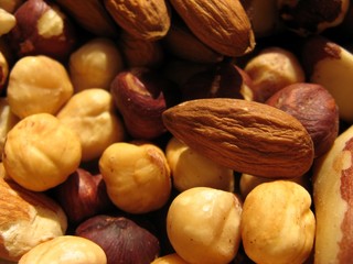 Almonds, Brazilian nuts, hazelnuts